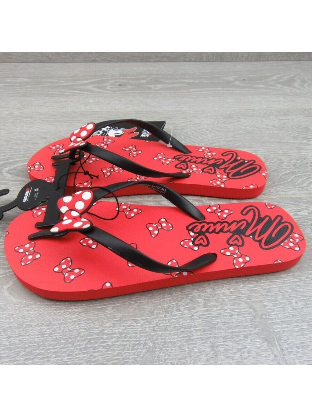 Disney Minnie Mouse Sandal Flip Flops Red White Polka Bow Tie Women's Size 8 NEW - Picture 6 of 11